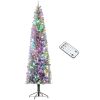 HOMCOM 9 ft Pre-Lit Pencil Christmas Tree, Artificial Christmas Tree with 310 Dual Color LED Lights and 895 Branch Tips