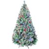 HOMCOM 6ft Tall Prelit Artificial Christmas Tree Holiday D√©cor with 607 Snow Flocked Branches, 350 Warm White or Colorful LED Lights, Steel Base