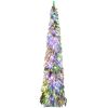 HOMCOM 7ft Tall Prelit Pencil Artificial Christmas Tree Holiday D√©cor with 534 Snow Flocked Branches, 350 Warm White or Colorful LED Lights