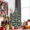Pre-lit Snow Flocked Christmas Tree with Red Berries and LED Lights