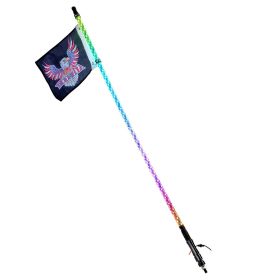 VEVOR 1 PC 5 FT Whip Light, APP & RF Remote Control Led Whip Light, Waterproof 360¬∞Spiral RGB Chasing Lighted Whips with 2 Flags, for UTVs, ATVs
