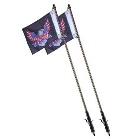 VEVOR 2 PCS 3 FT Whip Light, APP & RF Remote Control Led Whip Light, Waterproof RGB Chasing Lighted Whips with 4 Flags, for UTVs, ATVs, Motorcycles