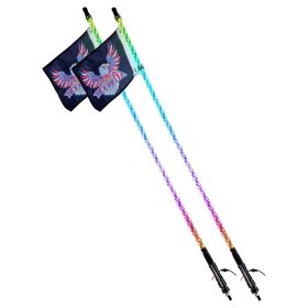 VEVOR 2 PCS 4 FT Whip Light, APP & RF Remote Control Led Whip Light, Waterproof 360¬∞ Spiral RGB Chasing Lighted Whips with 4 Flags, for UTVs, ATVs