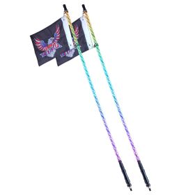 VEVOR 2 PCS 5 FT Whip Light, APP & RF Remote Control Led Whip Light, Waterproof 360¬∞ Spiral RGB Chasing Lighted Whips with 4 Flags, for UTVs, ATVs
