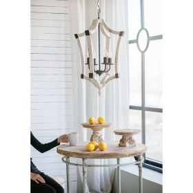 4 - Light Wood Chandelier, Hanging Light Fixture with Adjustable Chain