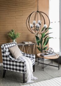 9- Light Globe Wood Chandelier Hanging Light Fixture with Adjustable Chain