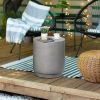 Round Side Table, Lightweight Accent Table with Concrete Finish, Nightstand with 4 Adjustable Feet for Indoor, Outdoor, Light Grey