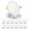 6 Inch LED Recessed Ceiling Lights, 12-Pack Ultra-Thin with Junction Box, 5 Color Temperature Options 2700K-5000K