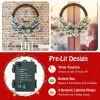 Pre-lit Snow Flocked Artificial Christmas Wreath with 8 Pine Cones and 35 LED Lights