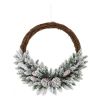 Pre-lit Snow Flocked Artificial Christmas Wreath with 8 Pine Cones and 35 LED Lights