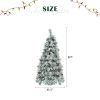 6FT Pre-Lit Spruce Snow Flocked Christmas Tree with Pine Cones, Artificial Xmas Tree with 403 Branch Tips,Mixed PE & PVC Branches