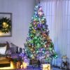 HOMCOM 7.5ft Tall Prelit Artificial Christmas Tree Holiday D√©cor with 1149 Snow Flocked Branches, 550 Warm White or Colorful LED Lights, Steel Base