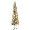HOMCOM 9 ft Pre-Lit Pencil Christmas Tree, Artificial Christmas Tree with 310 Dual Color LED Lights and 895 Branch Tips