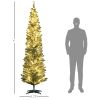 HOMCOM 7' Tall Pre-Lit Slim Noble Fir Artificial Christmas Tree with 210 Warm White LED Lights and 499 Tips, for Christmas Decoration, Green