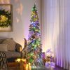 HOMCOM 6ft Tall Prelit Pencil Artificial Christmas Tree Holiday D√©cor with 407 Snow Flocked Branches, 250 Warm White or Colorful LED Lights