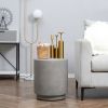 Round Side Table, Lightweight Accent Table with Concrete Finish, Nightstand with 4 Adjustable Feet for Indoor, Outdoor, Light Grey