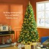 HOMCOM 7.5' Tall Prelit Christmas Tree Douglas Fir Artificial Christmas Tree with Realistic Branches, 500 Warm White LED Lights and 1346 Tips, Green