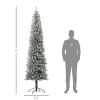 HOMCOM 9 ft Pre-Lit Pencil Christmas Tree, Artificial Christmas Tree with 310 Dual Color LED Lights and 895 Branch Tips