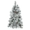 4FT Pre-Lit Spruce Snow Flocked Christmas Tree with Pine Cones, Artificial Xmas Tree with 170 Branch Tips,Mixed PE & PVC Branches