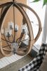 9- Light Globe Wood Chandelier Hanging Light Fixture with Adjustable Chain