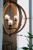 9- Light Globe Wood Chandelier Hanging Light Fixture with Adjustable Chain