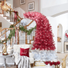 6FT Hinged Fir Artificial Fir Bent Top Christmas Tree, Xmas Tree Bendable Santa Hat Style Christmas Tree Holiday Decoration,1250 Branch Tips