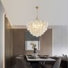 27.5-Inch Gold Pendant Light Chandelier with Threaded Clear Glass Globe Shade