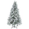 7.5FT Pre-Lit Spruce Snow Flocked Christmas Tree, Artificial Hinged Xmas Tree with 350 Multi-Color LED Lights, 8 Flashing Modes &1389 Snow Branch Tips