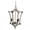 4 - Light Wood Chandelier, Hanging Light Fixture with Adjustable Chain