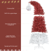 6FT Hinged Fir Artificial Fir Bent Top Christmas Tree, Xmas Tree Bendable Santa Hat Style Christmas Tree Holiday Decoration,1250 Branch Tips