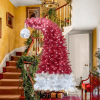 6FT Hinged Fir Artificial Fir Bent Top Christmas Tree, Xmas Tree Bendable Santa Hat Style Christmas Tree Holiday Decoration,1250 Branch Tips