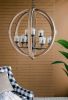 9- Light Globe Wood Chandelier Hanging Light Fixture with Adjustable Chain