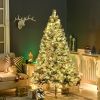 HOMCOM 6ft Tall Prelit Artificial Christmas Tree Holiday D√©cor with 607 Snow Flocked Branches, 350 Warm White or Colorful LED Lights, Steel Base