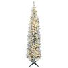 HOMCOM 7' Tall Pre-Lit Slim Noble Fir Artificial Christmas Tree with 210 Warm White LED Lights and 499 Tips, for Christmas Decoration, Green