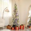 HOMCOM 6 ft Pre-Lit Pencil Christmas Tree, Artificial Christmas Tree with 170 Dual Color LED Lights and 429 Branch Tips