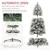 HOMCOM 6.5 ft Pre-Lit Artificial Christmas Tree with 350 Clear Lights and 1107 Tips, Snow Flocked Christmas Tree with Metal Stand