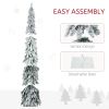 HOMCOM 7ft Tall Prelit Pencil Artificial Christmas Tree Holiday D√©cor with 534 Snow Flocked Branches, 350 Warm White or Colorful LED Lights