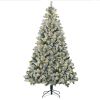 HOMCOM 7.5ft Tall Prelit Artificial Christmas Tree Holiday D√©cor with 1149 Snow Flocked Branches, 550 Warm White or Colorful LED Lights, Steel Base