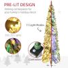 HOMCOM 6ft Tall Prelit Pencil Artificial Christmas Tree Holiday D√©cor with 407 Snow Flocked Branches, 250 Warm White or Colorful LED Lights