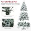 HOMCOM 6ft Tall Prelit Artificial Christmas Tree Holiday D√©cor with 607 Snow Flocked Branches, 350 Warm White or Colorful LED Lights, Steel Base