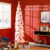 HOMCOM 8' Tall Pre-Lit Slim Noble Fir Artificial Christmas Tree with 300 Warm White LED Lights and 618 Tips, for Christmas Decoration, Pink