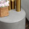 Round Side Table, Lightweight Accent Table with Concrete Finish, Nightstand with 4 Adjustable Feet for Indoor, Outdoor, Light Grey