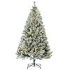 HOMCOM 6ft Tall Prelit Artificial Christmas Tree Holiday D√©cor with 607 Snow Flocked Branches, 350 Warm White or Colorful LED Lights, Steel Base