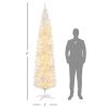 HOMCOM 8' Tall Pre-Lit Slim Noble Fir Artificial Christmas Tree with 300 Warm White LED Lights and 618 Tips, for Christmas Decoration, White