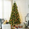 HOMCOM 7.5' Tall Prelit Christmas Tree Douglas Fir Artificial Christmas Tree with Realistic Branches, 500 Warm White LED Lights and 1346 Tips, Green