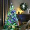 HOMCOM 6ft Tall Prelit Artificial Christmas Tree Holiday D√©cor with 607 Snow Flocked Branches, 350 Warm White or Colorful LED Lights, Steel Base