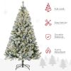 HOMCOM 6ft Tall Prelit Artificial Christmas Tree Holiday D√©cor with 607 Snow Flocked Branches, 350 Warm White or Colorful LED Lights, Steel Base