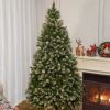 6FT Snow-Frosted Christmas Tree with Pine Cones and 400 Warm White LED Lights
