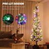 HOMCOM 7.5 ft Pre-Lit Pencil Christmas Tree, Artificial Christmas Tree with 220 Dual Color LED Lights and 519 Branch Tips