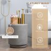 Round Side Table, Lightweight Accent Table with Concrete Finish, Nightstand with 4 Adjustable Feet for Indoor, Outdoor, Light Grey